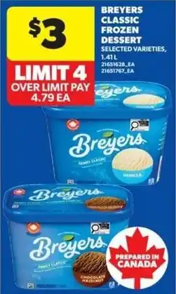Real Canadian Superstore Breyers classic frozen dessert selected varieties offer