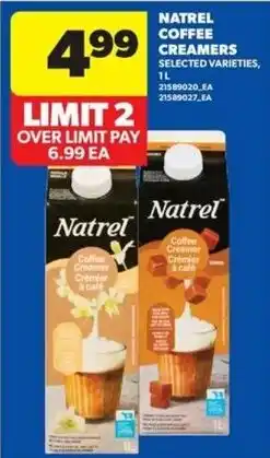Real Canadian Superstore Natrel coffee creamers selected varieties offer