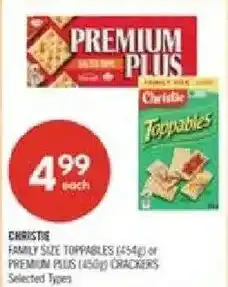 Shoppers Drug Mart Christie family size toppables or premium plus crackers offer