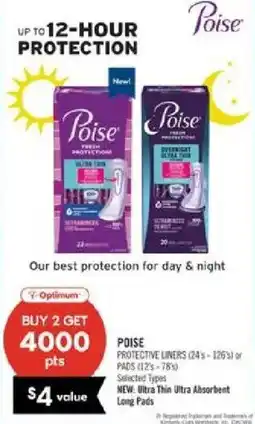 Shoppers Drug Mart Poise protective liners or pads offer