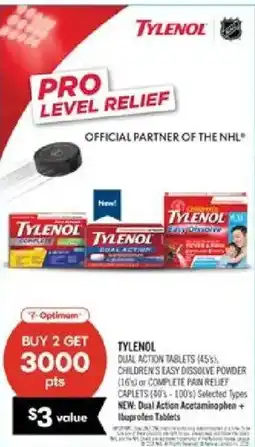 Shoppers Drug Mart Tylenol dual action tablets offer