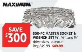 Maximum 500-pc master socket & wrench set