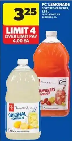 Real Canadian Superstore PC lemonade offer