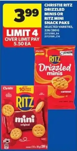 Real Canadian Superstore Christie ritz drizzled minis or ritz mini snack paks offer