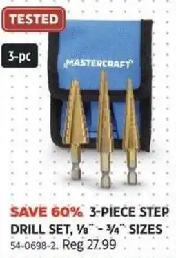 Canadian Tire Mastercraft 3-piece step drill set offer