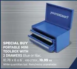 Canadian Tire Mastercraft portable mini toolbox with 2 drawers offer