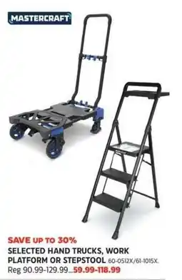 Canadian Tire Mastercraft selected hand trucks work platform or stepstool offer