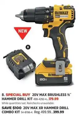 Canadian Tire DeWalt 20v max brushless 1/2" hammer drill kit offer