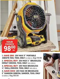 Canadian Tire DeWalt 20v max 11 portable jobsite fan offer