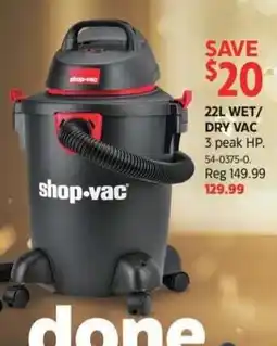 Canadian Tire shop-vac 22l wet/dry vac offer