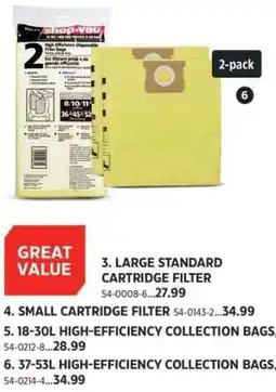 Canadian Tire shop-vac 37-53l high-efficiency collection bags offer