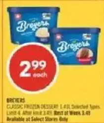 Shoppers Drug Mart Breyers classic frozen dessert offer