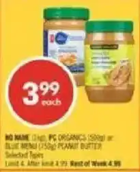 Shoppers Drug Mart No Name peanut butter offer