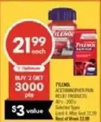 Shoppers Drug Mart Tylenol acetaminophen pain relief products offer