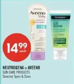 Shoppers Drug Mart Neutrogena or Aveeno sun care products offer