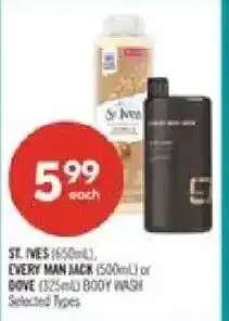 Shoppers Drug Mart St. Ives every man jack or dove body wash offer