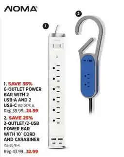 Canadian Tire Noma 6-outlet power bar with 2 usb-a and 2 usb-c offer