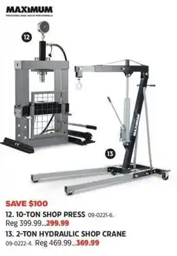 Canadian Tire Maximum 10-ton shop press offer