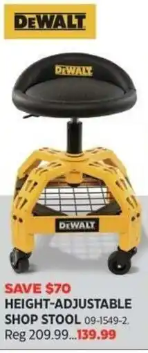 Canadian Tire Dewalt height-adjustable shop stool offer