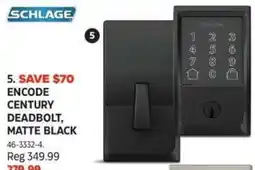 Canadian Tire Schlage encode century deadbolt matte black offer