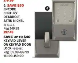 Canadian Tire Schlage encode century deadbolt satin nickel offer