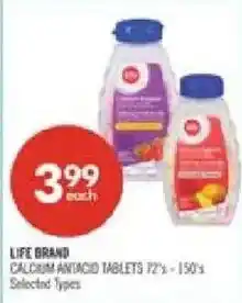 Shoppers Drug Mart Life Brand calcium antacid tablets offer