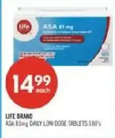 Shoppers Drug Mart Life brand asa 81 mg daily low dose tablets offer