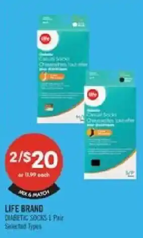 Shoppers Drug Mart Life Brand Diabetic Socks offer
