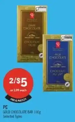 Shoppers Drug Mart PC gold chocolate bar offer