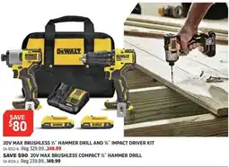 Canadian Tire DeWalt 20v max brushless 1/2 hammer drill and 1/4 impact driver kit offer