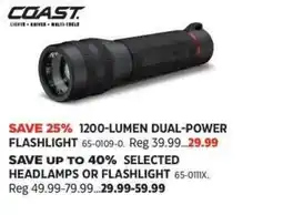 Canadian Tire Coast 1200-lumen dual-power flashlight offer