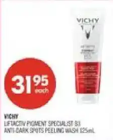 Shoppers Drug Mart Vichy liftactif pigment specialist b3 anti-dark spots peeling wash offer