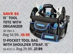 Canadian Tire Mastercraft 15" tool tote with organizer offer