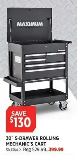 Canadian Tire Maximum 30" 5-drawer rolling mechanic's cart offer
