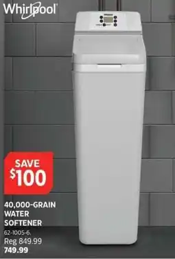 Canadian Tire Whirlpool 40,000-grain water softener offer