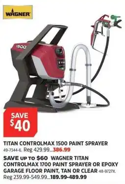 Canadian Tire Wagner titan controlmax 1500 paint sprayer offer