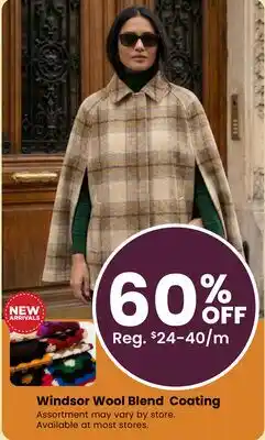 Fabricland Windsor Wool Blend Coating offer