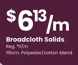 Fabricland Broadcloth Solids offer
