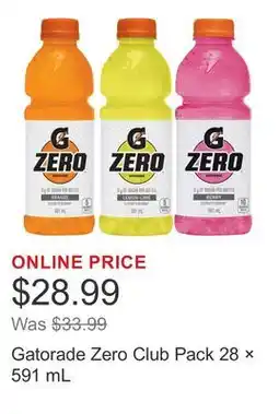 Costco Gatorade Zero Club Pack 28 × 591 mL offer
