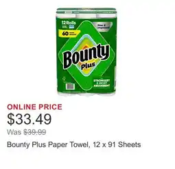 Costco Bounty Plus Paper Towel, 12 x 91 Sheets offer