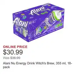 Costco Alani Nu Energy Drink Witch's Brew, 355 ml, 18-pack offer