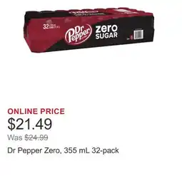 Costco Dr Pepper Zero, 355 mL 32-pack offer