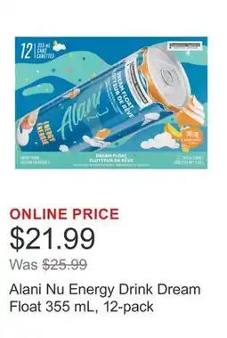 Costco Alani Nu Energy Drink Dream Float 355 mL, 12-pack offer