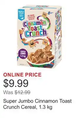 Costco Super Jumbo Cinnamon Toast Crunch Cereal offer