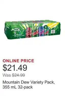 Costco Mountain Dew Variety Pack, 355 mL 32-pack offer