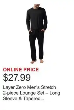 Costco Layer Zero Men's Stretch 2-piece Lounge Set – Long Sleeve & Tapered Pant offer