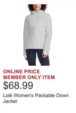 Costco Lolë Women's Packable Down Jacket offer
