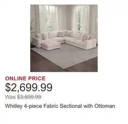 Costco Whitley 4-piece Fabric Sectional with Ottoman offer
