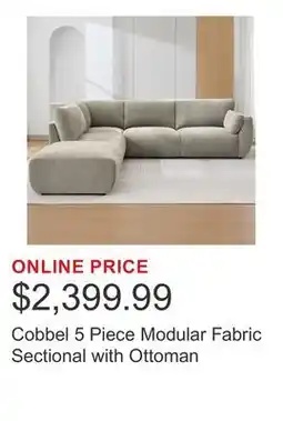 Costco Cobbel 5 Piece Modular Fabric Sectional with Ottoman offer