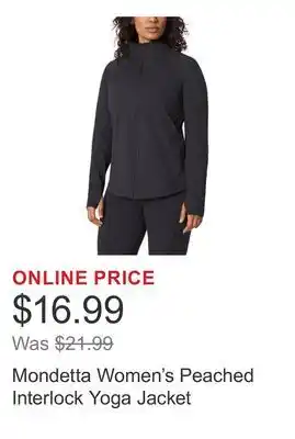 Costco Mondetta Women's Peached Interlock Yoga Jacket offer